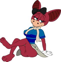 bat breasts colossalstinker feet female pinup red_fur scarf sitting skirt toontown_bat toontown_corporate_clash toontown_online toony