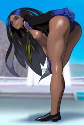 1girls ass athletic athletic_female breasts_out dark-skinned_female dark_skin female female_only geeta_(pokemon) human human_only long_legs medium_breasts melanin nintendo nipples nude pokemon pokemon_champion pokemon_sv shoes sicorange solo tall tall_female thighs