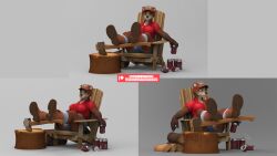 absurd_res anthro bambookat beaver chair female furry highres sfw sitting tagme