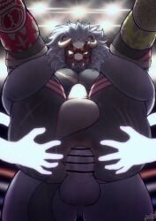 abs absurd_res anal anthro balls bodily_fluids bulge buruhoshibonbon clothed clothing cum cum_in_ass cum_inside duo erection erection_under_clothing fighting_ring fishnet_leggings full_nelson gay genital_fluids genitals hi_res humiliation krampus_(tokyo_afterschool_summoners) lifewonders male male/male male_only male_penetrated male_penetrating male_penetrating_male mask monster muscular muscular_anthro muscular_male pecs penetration scar sex speedo speedo_aside sports_mask sportswear spotlight swimwear tokyo_afterschool_summoners torn_clothing video_games wrestler wrestling_mask yaoi