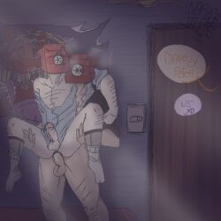 2boys anal dayshift_at_freddy's dsaf gay half_naked maid_foxy_(dayshift_at_freddys) male male_focus male_only moan moaning peter_kennedy_(dayshift_at_freddy's) phone_head steven_stevenson_(dayshift_at_freddy's) yaoi