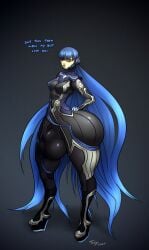 1boy ass atlus balls big_ass blue_hair bulge femboy girly hyper_ass hyper_genitalia hyper_hips male megami_tensei nahobino_(smt) penis protagonist_(shin_megami_tensei_v) shin_megami_tensei shin_megami_tensei_v tagme toby_art wide_hips yellow_eyes