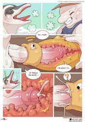 2boys anthro anthro_on_feral beluga bodily_fluids cetacean comic cum delphinoid english english_text fellatio feral fish fishjob genital_fluids genitals hi_res humanoid_genitalia humanoid_penis karollen_(zi_ran) male mammal marine monodontid oral page_9 penile penis sahner_(zi_ran) sex speech_bubble toothed_whale x-ray zi_ran zoophilia