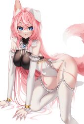 breasts dog_ears dog_tail female pink_hair virtual_youtuber vyugen yuniiho_(character)