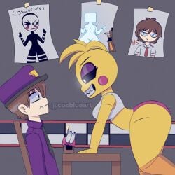 ass big big_breasts big_butt bra cosblueart cupcake_(fnaf) five_nights_at_freddy's five_nights_at_freddy's_2 fnaf freddy_(fnaf) freddy_(fnafhs) marionette_(fnaf) puppet_(fnaf) scott_cawthon thighs thighs_together toy_chica_(fnaf) william_afton