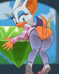 1girls anthro anus ass bat_ears bat_girl big_breasts big_butthole breasts clothed clothing female female_only fur furry furry_only hi_res looking_back puffy_anus pussy ripped_clothing ripped_pants rouge_the_bat sega solo sonic_(series) sonic_the_hedgehog_(series) tail tearing_open_bottoms thehumancopier torn_open_bottoms wardrobe_malfunction white_fur white_hair