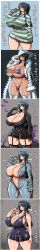 1girls alternate_outfit big_breasts black_hair blue_eyes curvy female female_only huge_breasts japanese_text new_(artist) nico_robin one_piece thick_thighs