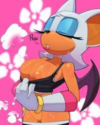 1girls bat_ears bat_girl big_breasts female female_focus female_only furry large_breasts rouge_the_bat sega sonic_(series) sonic_riders sonic_the_hedgehog_(series) steam steaming_body sweat sweating thehumancopier white_fur white_hair