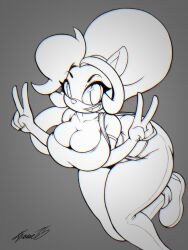 anthro ass ass_cleavage breasts butt_crack coco_bandicoot huge_ass huge_breasts large_breasts monochrome thick_thighs zframe