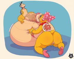 :>= anthro ass balls big_balls big_breasts big_butt big_penis breasts duo fadebax female genitals hi_res hyper hyper_balls hyper_breasts hyper_penis koopaling male male/female mario_(series) nintendo penis sitting_on_balls thewilldpink video_games wendy_o._koopa yahto_(fadebax)