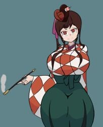 1girls 25circle big_breasts breasts brown_hair female female_focus female_only japanese milf red_eyes solo solo_female solo_focus tagme thick thick_thighs yuugiri_(zombie_land_saga) zombie zombie_land_saga