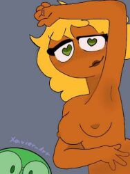 1girls black_body blonde_hair breasts curly_hair dark_skin female first_porn_of_character girasol_taquera kiro_fur marisol_delfin marisol_delfin_(girasol_taquera) nude_female oc short_hair smile tiktok tiktoker