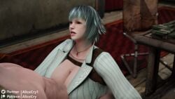 1boy 1girls 3d alicecry animated cumshot devil_may_cry devil_may_cry_4 female huge_breasts lady_(devil_may_cry) male paizuri penis sound titjob video voice_acted