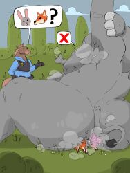 2022 anal_juice anthro anthro_on_anthro anus ass badge bodily_fluids breasts brown_body brown_mane canid canine clothing crocuta_county digital_media_(artwork) disney elephant elephantid equid equine facesitting female fingerless_gloves flower fox fur gloves grass grey_body grey_fur grey_skin group handwear hi_res horse inner_ear_fluff judy_hopps lagomorph leporid macro male mammal mane micro nails nangi nick_wilde nude orange_body orange_fur plant police_uniform proboscidean question_mark rabbit raised_arm sitting size_difference slightly_chubby steam tail_tuft thick_thighs trunk tuft uniform zootopia