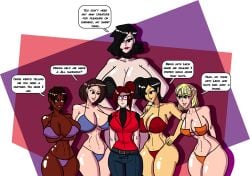 6+girls 6girls ada_wong ada_wong_(caroline_ribeiro) alcina_dimitrescu ashley_graham ashley_graham_(brooke_elizabeth_mathieson) big_breasts bikini claire_redfield curvaceous curvy female female_only huge_breasts jill_valentine jill_valentine_(sasha_zotova) large_ass large_breasts panties pressingsomebuttons resident_evil resident_evil_2 resident_evil_3 resident_evil_4 resident_evil_5 resident_evil_8:_village sheva_alomar thousand_yard_stare voluptuous yuri