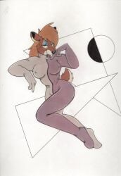 1girls buff color deer deer_girl furry furry_only hi_res latex latex_bodysuit multicolored_latex nipples_visible_through_clothing original original_character pinup teasing teasing_viewer traditional_media_(artwork) two-tone_latex vawlkee