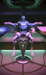 3d_(artwork) alien anthro bed blindfold blue_penis bondage bound chair chair_bondage digital_media_(artwork) electrode electrostimulation erection furniture gag gagged genitals hi_res leather male mammal mass_effect neon_lights not_furry nude penis ralic_turman restraints solo solo_male turian video_games wire