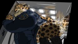 16:9 anal anthro anthro_on_anthro ass benjamin_clawhauser bodily_fluids brown_nose brown_spots canid canine cheetah claws clothing digital_media_(artwork) disney eyebrows fangs felid feline fox fur gay male male/male male_only mammal oral overweight overweight_anthro overweight_male pink_eyes police_uniform rimming sex smile spots spotted_body spotted_fur steam sweat teeth topwear uniform whiskers widescreen yaoi ych_result yellow_body yellow_fur ziuki zootopia