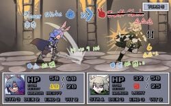 battle bunny_boy_the_swordman_rabbit_(juztplay) gameplay_mechanics health_bar hp_bar juztplay medival numbers rock_paper_scissors rogue_the_wolf_girl_(juztplay) rpg_game safe_for_work sfw tagme trpg