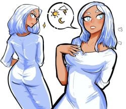 big_ass big_breasts dark-skinned_female dark_skin first_porn_of_character meryl_(mha) my_hero_academia sonchapo weather_girl white_hair