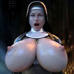 1girls 3d big_breasts breasts breasts_bigger_than_head breasts_out erect_nipples female female_only huge_breasts human human_only latex latex_nun light-skinned_female light_skin nordfantasy nude nun nun's_habit solo tagme victoria_burnwood