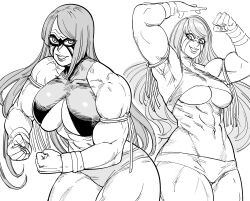 1girls 2022 abs absurd_res alternate_costume armband armpits arms_up bare_shoulders barely_clothed bb_(baalbuddy) biceps cleavage cleavage_cutout cosplay crossover facepaint flexing fuma_kotaro_(tenkaichi) greyscale hi_res long_hair looking_at_viewer monochrome multiple_views muscular muscular_arms muscular_female navel obliques pose posing revealing_clothes simple_background solo tenkaichi_nihon_saikyou_bugeisha_ketteisen the_ultimate_warrior the_ultimate_warrior_(cosplay) thick_thighs triceps underboob white_background wrestler wrist_cuffs wwe