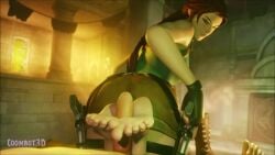 1boy 1girls 3d 5_toes animated boots_removed brown_eyes brown_hair clothed clothing coombot_(artist) feet foot_fetish footjob fortnite lara_croft lara_croft_(fortnite) looking_back no_sound penis pov reverse_footjob shoes_removed soles toes toes_scrunch tomb_raider video