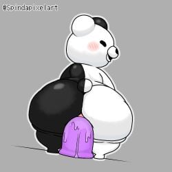 1:1 2022 ambiguous_gender ambiguous_penetrated anal anal_sex anthro ass axoarts big_butt biped black_body black_fur blush danganronpa dildo dildo_in_ass dildo_insertion dildo_sitting fur grey_background huge_butt looking_at_viewer looking_back looking_back_at_viewer mammal monokuma multicolored_body multicolored_fur no_humans object_in_ass penetration rear_view sex_toy sex_toy_in_ass sex_toy_insertion short_stack shortstack simple_background smooth_skin solo standing two_tone_body two_tone_fur ursid white_body white_fur