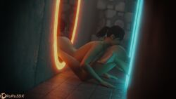 1girls autocunnilingus chell female human masturbation now_you're_thinking_with_portals oral pale_skin portal portal_(series) portal_2 portals ruru3dx self_lick thinking_with_portals