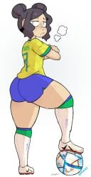 1girls 2022_fifa_world_cup ass big_ass blue_shorts boss_(gats) bottom_heavy brazil brazilian brown_hair bubble_ass bubble_butt crossed_arms curvy curvy_female curvy_figure curvy_hips fat_ass female fifa football football_uniform gats hair_buns looking_at_viewer looking_back original original_character pizza_thot shirt shorts shortstack soccer soccer_ball soccer_uniform socks sweat sweaty sweaty_thighs thick_hips thick_thighs thighs uniform white_socks wide_hips world_cup yellow_shirt