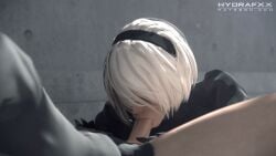 3d animated blowjob cowgirl_position deepthroat fellatio hair_over_one_eye handjob hydrafxx mole_under_mouth nier nier:_automata short_hair uncensored white_hair yorha_2b yorha_9s