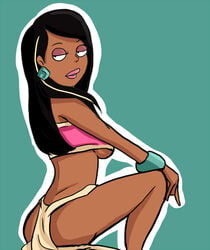 1girls artist_request black_hair bracelet brown_skin chel_(cosplay) cosplay dark-skinned_female dark_skin dreamworks earrings family_guy female female_only half-closed_eyes human pelvic_curtain pink_lips pink_lipstick roberta_tubbs sexually_suggestive side_view solo the_cleveland_show the_road_to_el_dorado toony