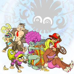 ass banana breasts brown_fur candy_kong diddy_kong dixie_kong dk_rap donkey_kong_(series) fellatio female fur furry furry_breasts interspecies kalimba_tiki kalypso kong kremling male multiple_boys multiple_females multiple_girls multiple_males nintendo oral penis r!p sex tiki_tak_tribe tiny_kong vaginal_penetration