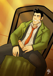 1boy bara dick_gumshoe facial_hair gyakuten_saiban human male male_only penis sablechan solo