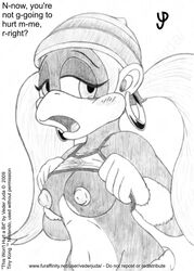 1girls 2009 anthro areola breasts donkey_kong_(series) female female_only furry hoop_earrings kong monochrome nintendo nipples solo tied_hair tiny_kong twintails