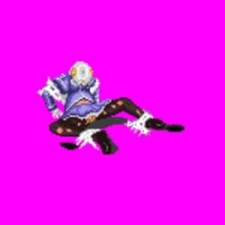 1girls animated body_invasion clenched_teeth closed_eyes clothed_sex clothing female ingrid_(capcom) interspecies long_hair mo2 open_mouth penetration pixel_art purple_background restrained size_difference skirt spread_legs sprite stomach_bulge street_fighter unbirthing vore zoophilia