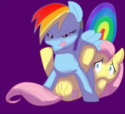 af-js blue_fur female feral fluttershy_(mlp) friendship_is_magic fur my_little_pony nude pegasus pony pussy rainbow_dash_(mlp) rainbow_hair tagme yellow_fur yuri