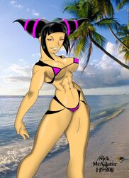 1girls 2011 beach breasts capcom female female_only human juri_han lips muscles nick_mcallister nipples solo street_fighter