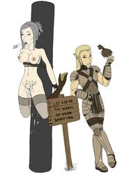 1boy 1girls bondage dragon_age dragon_age_origins public tagme wynne_(dragon_age) zevran_arainai