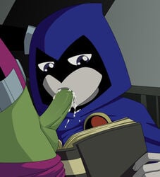 beast_boy cum dc dc_comics fellatio female garfield_logan incognitymous oral rachel_roth raven_(dc) reading reading_book straight teen_titans unseen_male_face