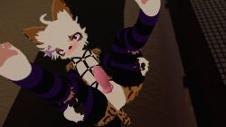 ass chillout_vr femboy furry laying_down looking_at_viewer maplekitty penis purple_thighhighs thighhighs vrchat