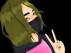 1girls black_background brown_eyes burrita clothed clothing colombian face_mask female female_only green_hair green_nails hispanic hispanic_virtual_youtuber hoodie latam_virtual_youtuber light-skinned_female light_skin logx looking_at_viewer mask monochrome_background open_eyes peace_sign ryumi ryumivt short_hair solo solo_female twitch twitch.tv virtual_youtuber vtuber yellow_eyes youtube youtube_hispanic