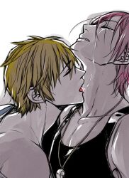 2boys artist_request closed_eyes free! licking makoto_tachibana male male_only rin_matsuoka tachibana_makoto tear tongue yaoi