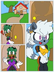 ? bird comic earrings fan_character fleetway64 idw_comics idw_publishing lemur mobian_(species) sega smile sonic_(series) sonic_the_hedgehog_(comics) sonic_the_hedgehog_(idw) sonic_the_hedgehog_(series) surprised tangle_the_lemur