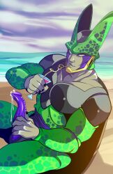 android cell_(dragon_ball) dragon_ball dragon_ball_z drink green_body insect_wings male male_only muscles muscular penis perfect_cell precum solo solo_male squarerootofdestiny tentacle_penis unusual_penis