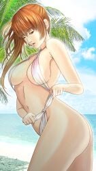 1girls ass auburn_hair beach brown_eyes bubble_butt dead_or_alive dead_or_alive_xtreme_beach_volleyball kasumi_(doa) large_breasts ponytail seaside silf swimsuit tecmo thick_thighs user_tggn7272 wet