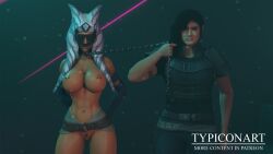 2girls 3d 3d_(artwork) ahsoka_tano ass big_ass big_breasts big_butt big_nipples blender blender_(software) blender_cycles blindfold cara_dune chained chains female female_only naked_female nipples pussy slave slave_collar slave_outfit slavegirl star_wars star_wars_rebels submissive togruta typiconart