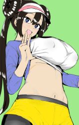 big_breasts breasts coon8384 dressed edit genital_fluids gigantic_breasts hotate-chan pokemon pokemon_trainer rosa_(pokemon) submissive