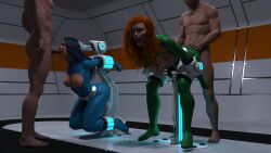 2boys 2girls 3d blue_eyes blue_hair bodysuit bondage bondage_gear breasts britney_(totally_spies) domination dubious_consent elmeistro faceless_male female fit_female forced green_eyes human latex latex_suit long_hair male maledom penis rape red_hair sam_(totally_spies) sex_slave skin_tight superhero superhero_costume superheroine tight_clothing tight_fit totally_spies