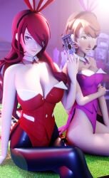 amateurthrowaway bunny_ears bunnygirl bunnysuit card casino cleavage mitsuru_kirijo persona persona_3 yukari_takeba